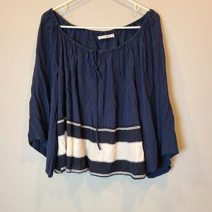 Faithfull Brand Shirt Flowy Off Shoulder Top Womens Medium Blue Flare Sleeve